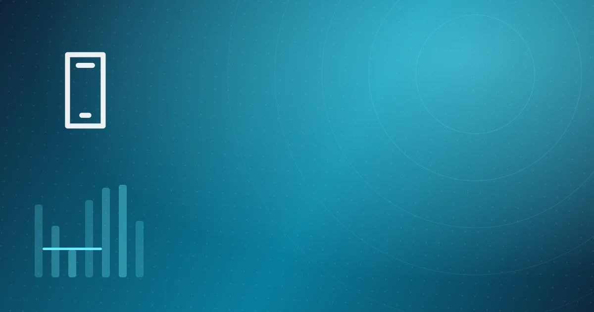 Abstract cover of a smartphone and a barcode label in App Advisor colours