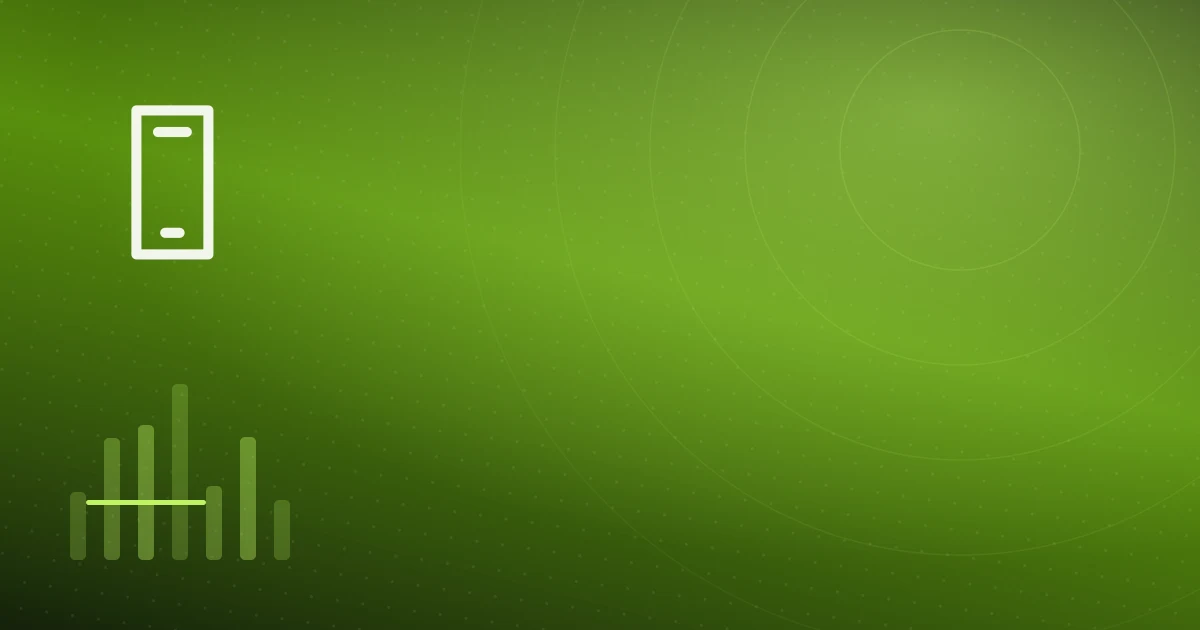 Abstract branded cover with a phone handset and sound waves scoring bars in App Advisor colours