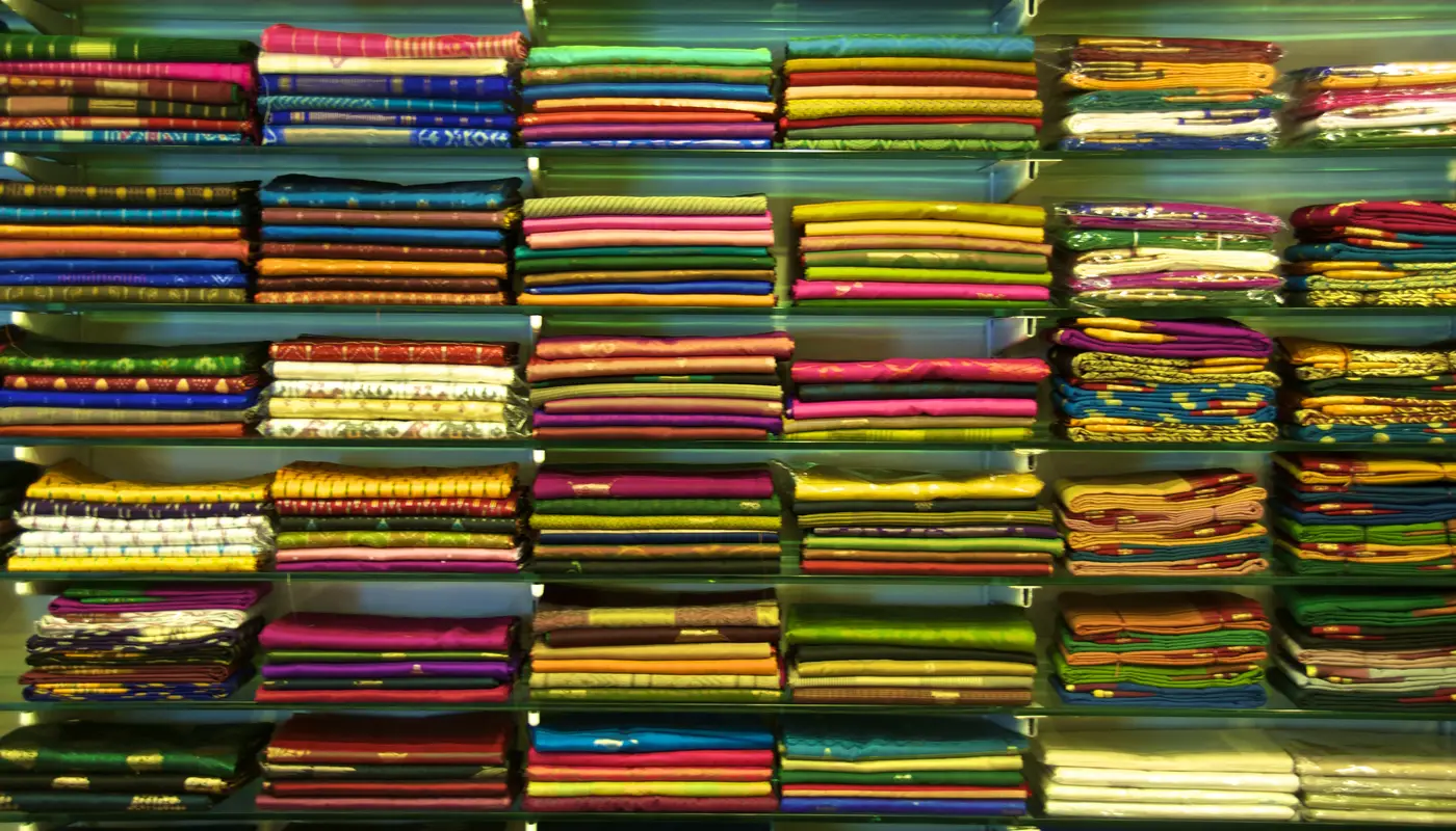 clothing business — Shelves from a Saree shop (6543977625)