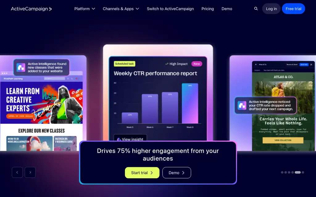 ActiveCampaign website homepage screenshot