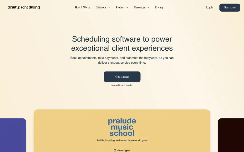 Acuity Scheduling website homepage screenshot