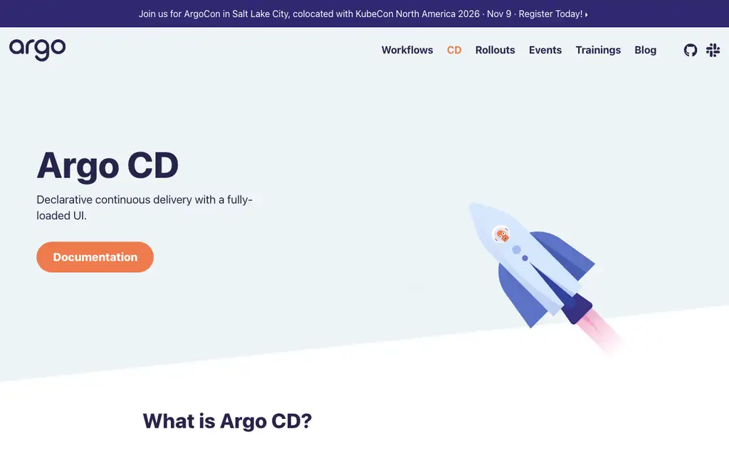 Argo CD website homepage screenshot