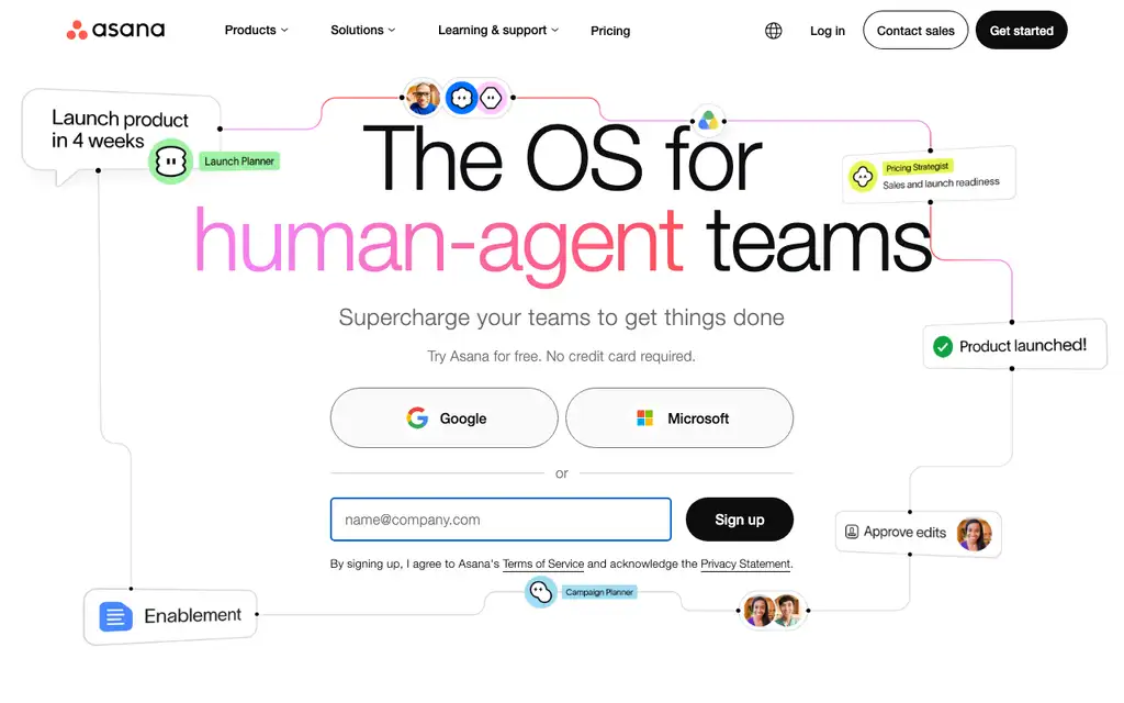 Asana website homepage screenshot