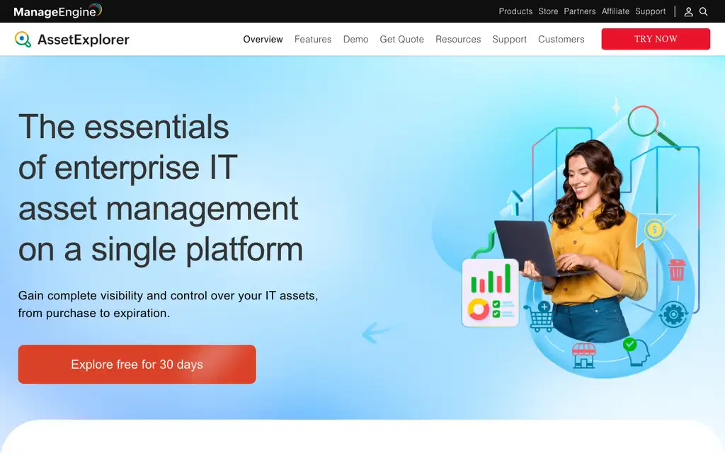 AssetExplorer website homepage screenshot