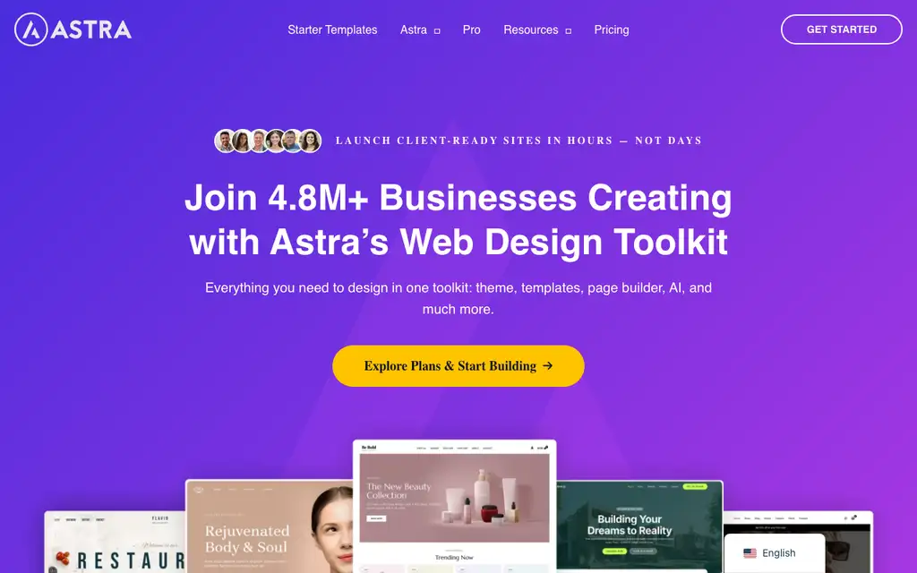 Astra Theme website homepage screenshot