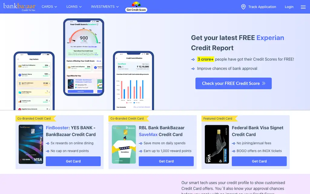 BankBazaar website homepage screenshot