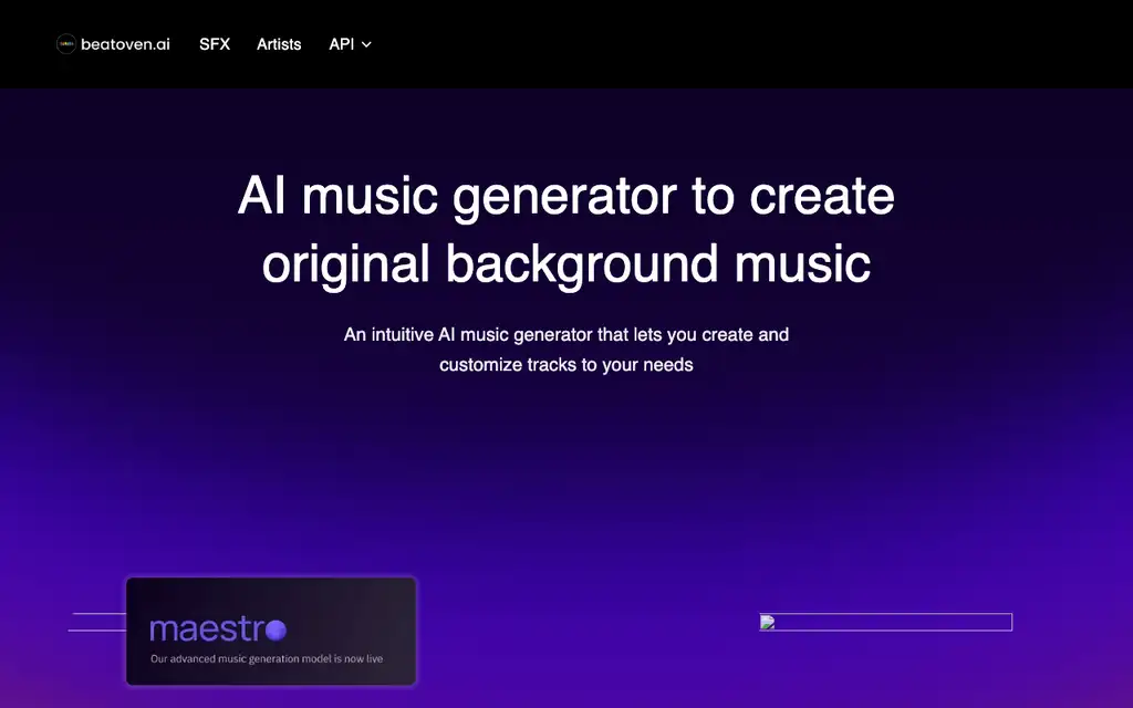 Beatoven.ai website homepage screenshot