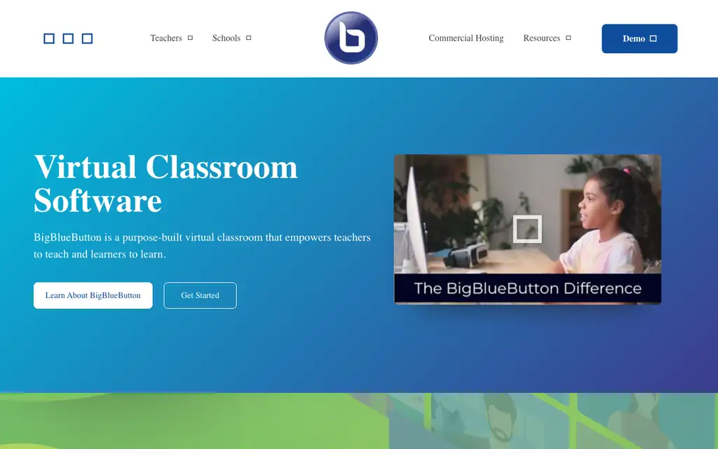 BigBlueButton website homepage screenshot