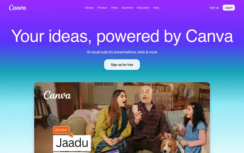 Canva website homepage screenshot