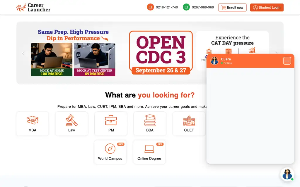 Career Launcher website homepage screenshot