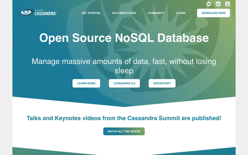 Cassandra website homepage screenshot