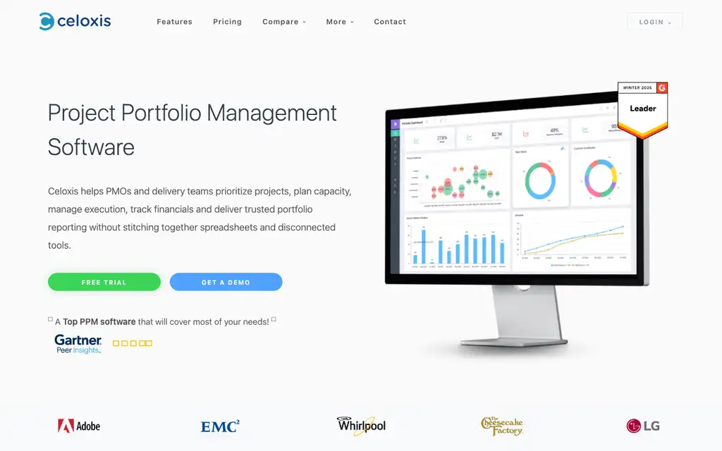 Celoxis website homepage screenshot