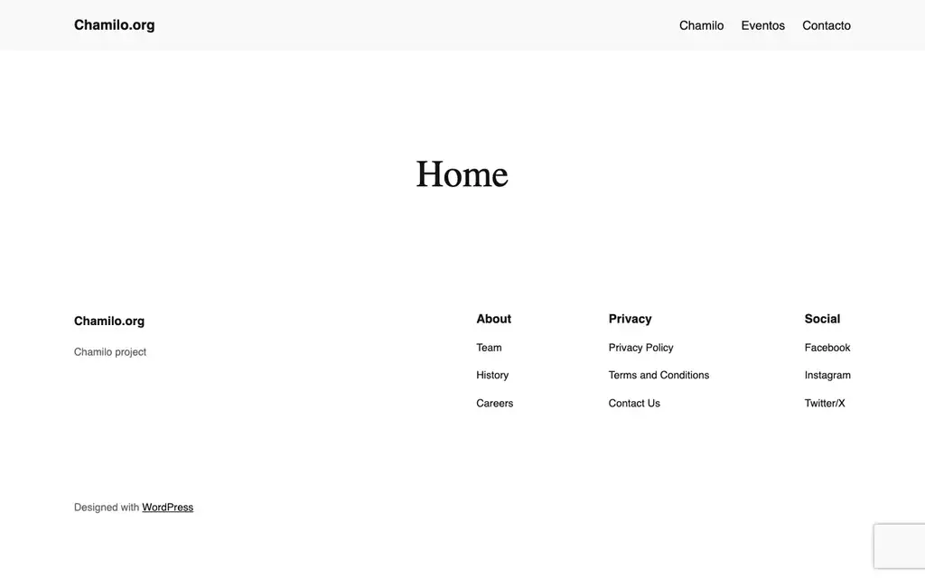 Chamilo website homepage screenshot