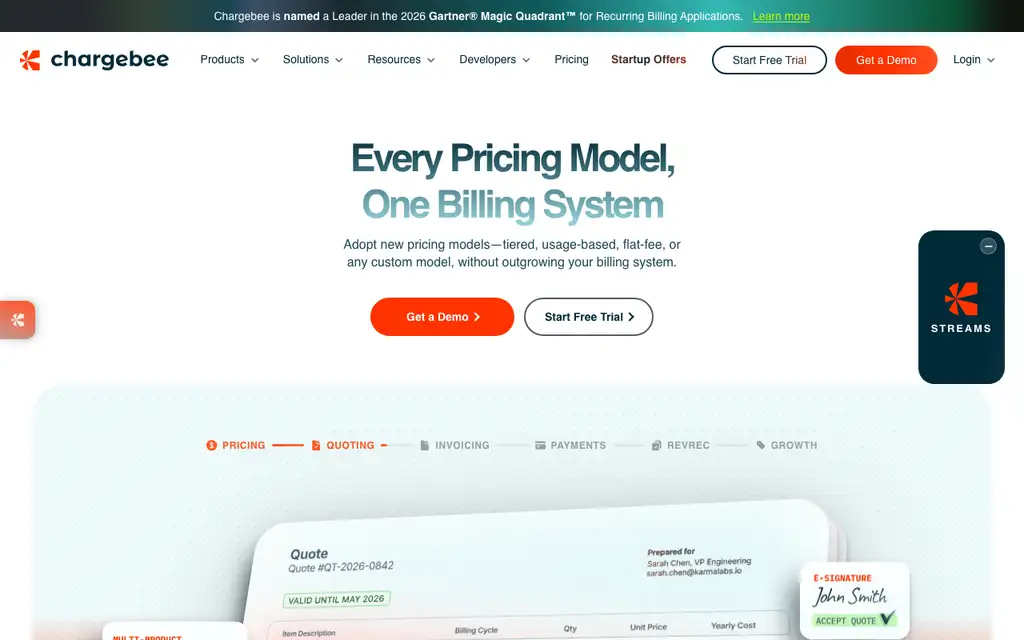 Chargebee Invoicing website homepage screenshot