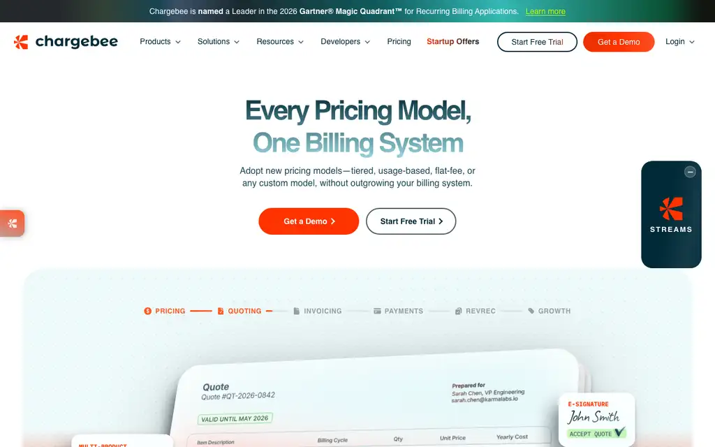 Chargebee website homepage screenshot
