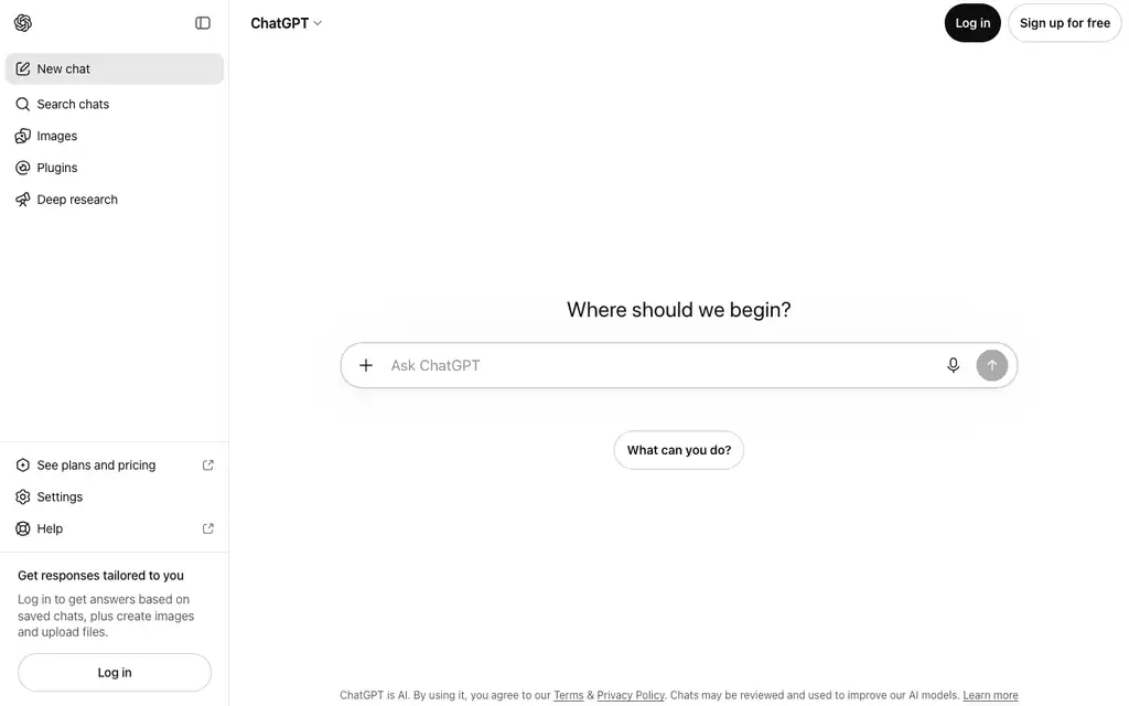 ChatGPT website homepage screenshot