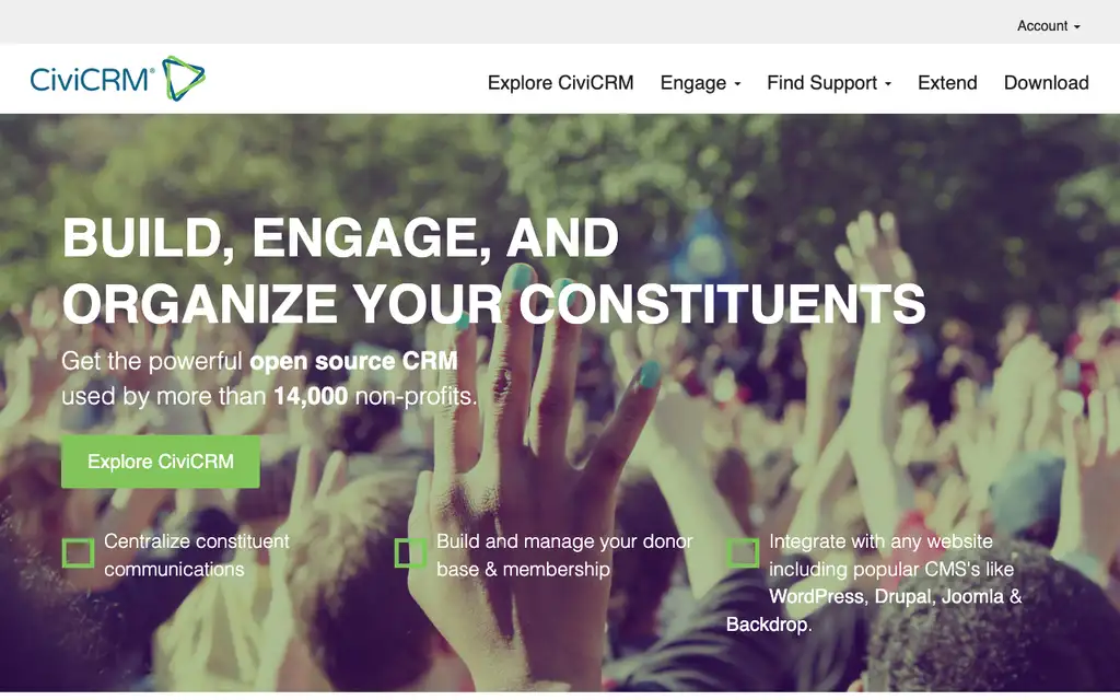 CiviCRM website homepage screenshot