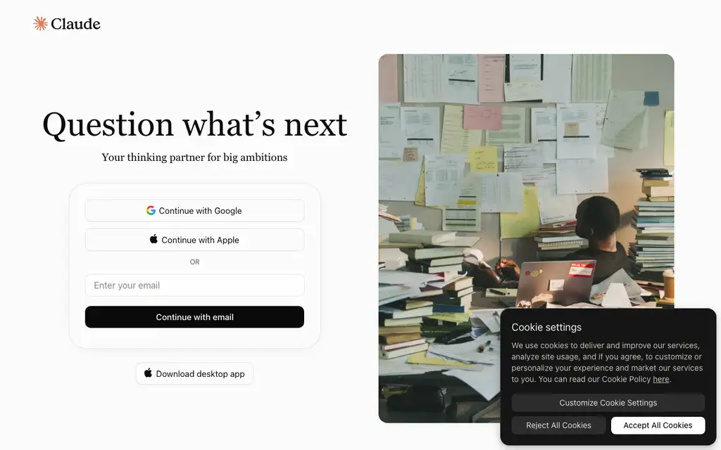 Claude website homepage screenshot