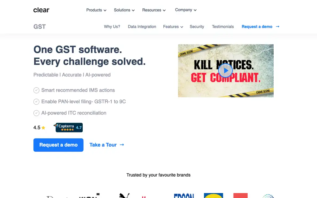 ClearTax GST website homepage screenshot
