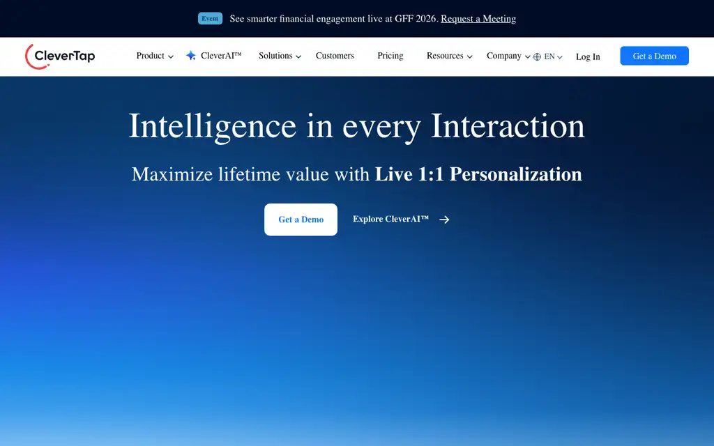 CleverTap website homepage screenshot