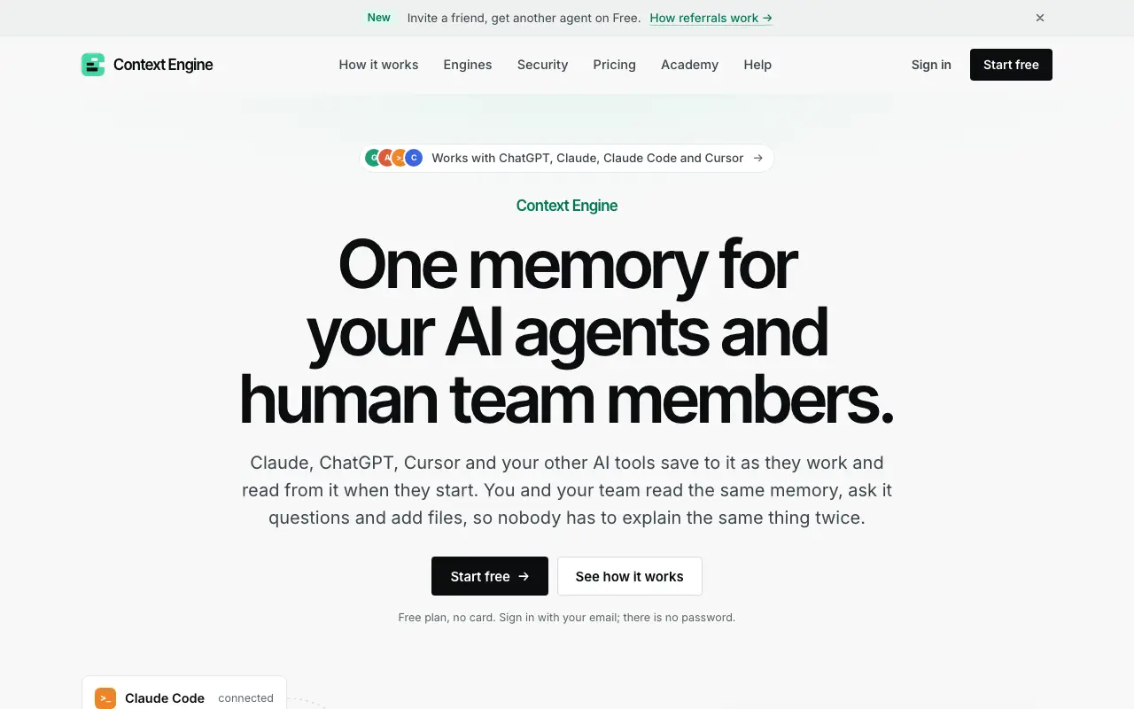 Context Engine homepage — official contextengine.com website screenshot