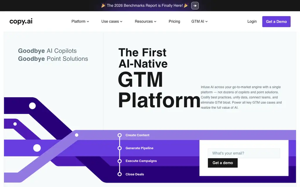 Copy.ai website homepage screenshot