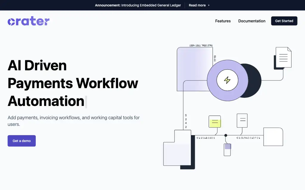 Crater Invoice website homepage screenshot