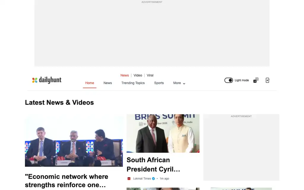 Dailyhunt website homepage screenshot