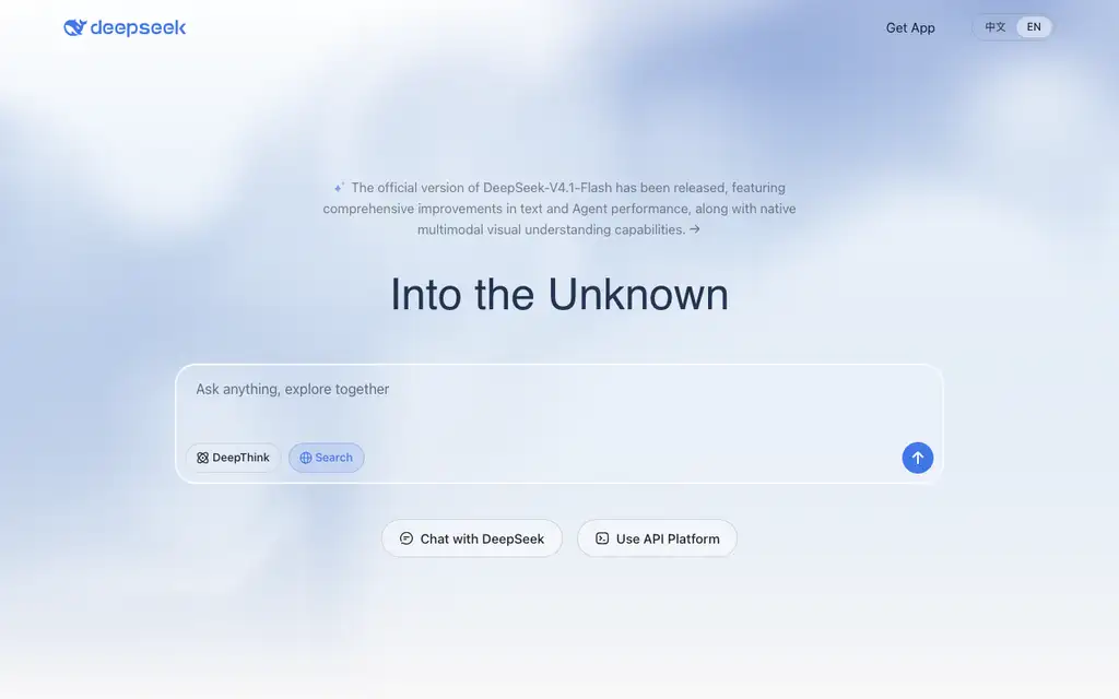 DeepSeek website homepage screenshot