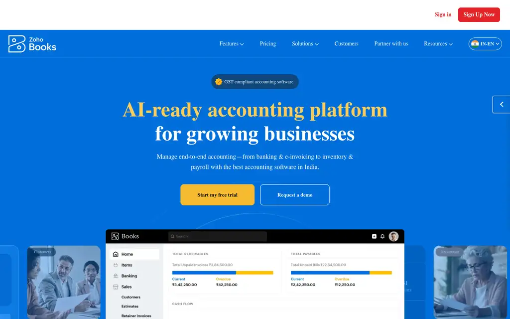 Digital Bill Book by Zoho Books website homepage screenshot