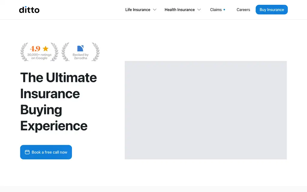 Ditto Insurance website homepage screenshot