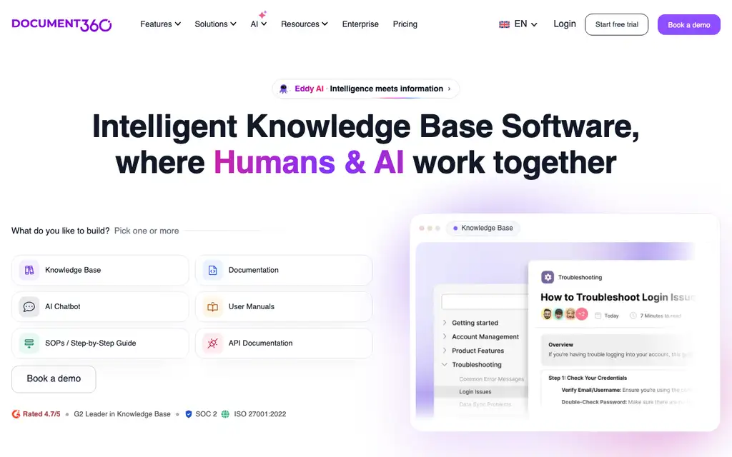 Document360 website homepage screenshot