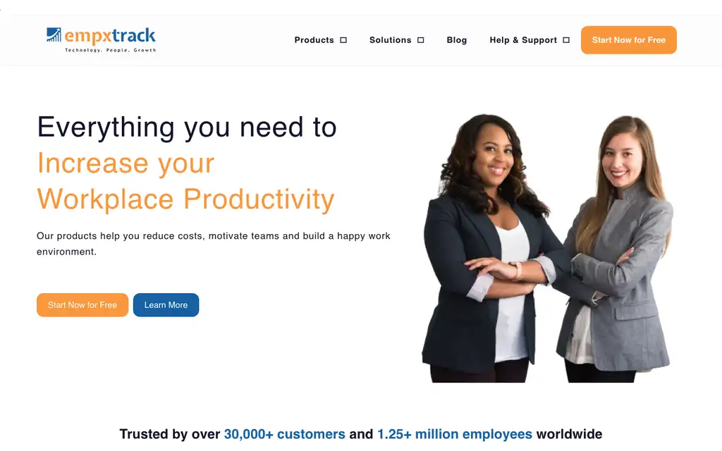 Empxtrack website homepage screenshot