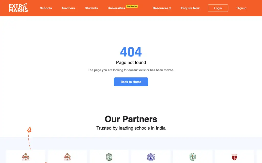 Extramarks App website homepage screenshot