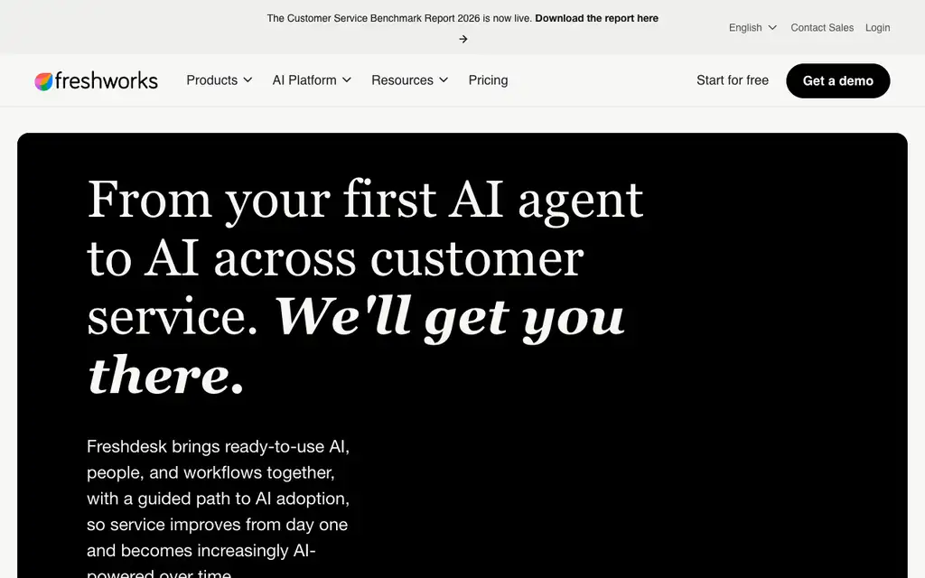 Freshdesk website homepage screenshot