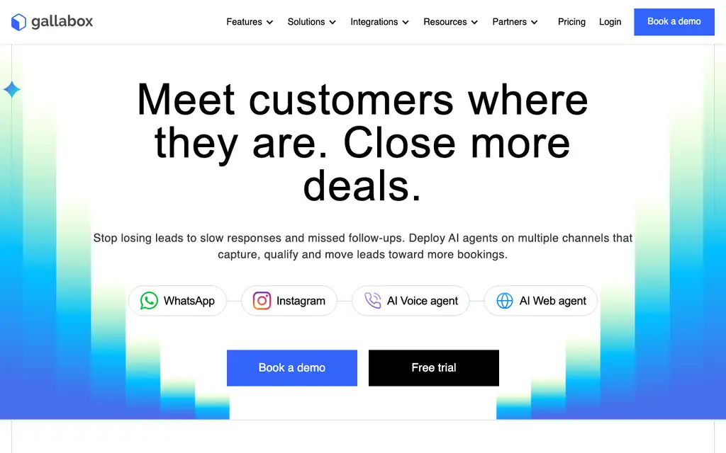 Gallabox website homepage screenshot