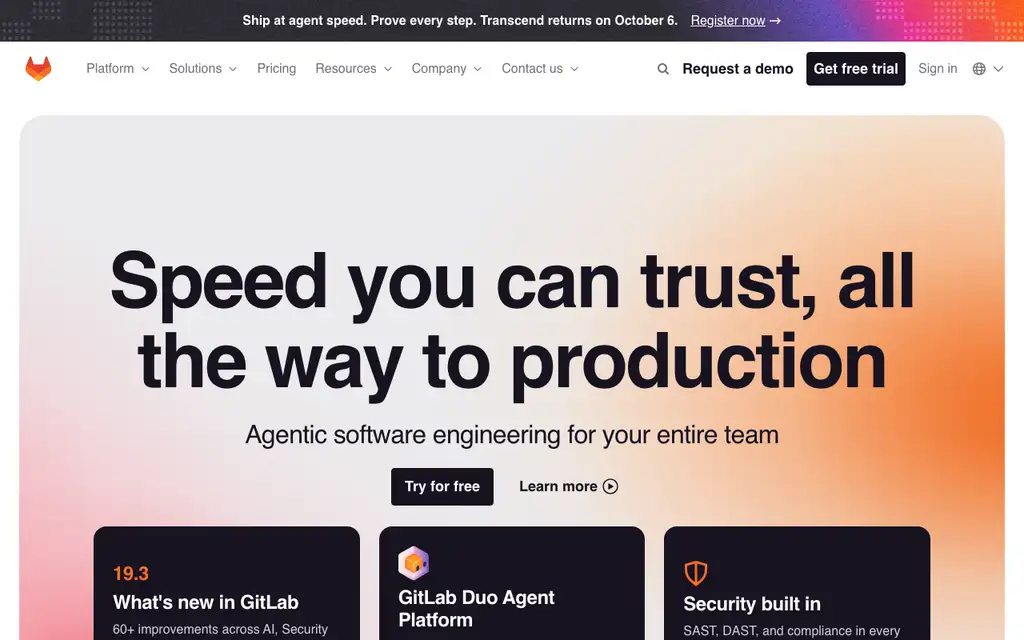 GitLab website homepage screenshot