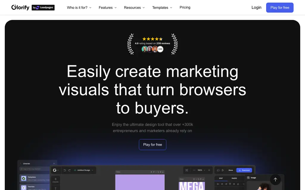Glorify website homepage screenshot