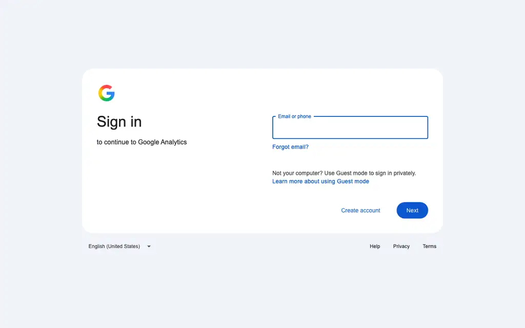 Google Analytics 4 website homepage screenshot