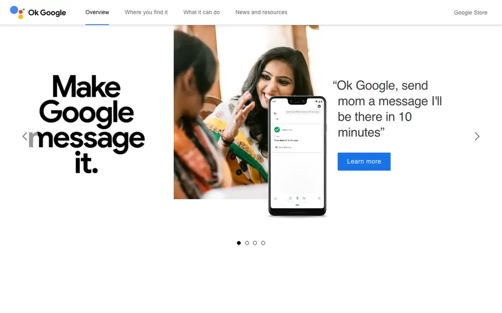 Google Assistant website homepage screenshot