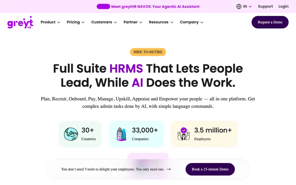 greytHR Expense website homepage screenshot