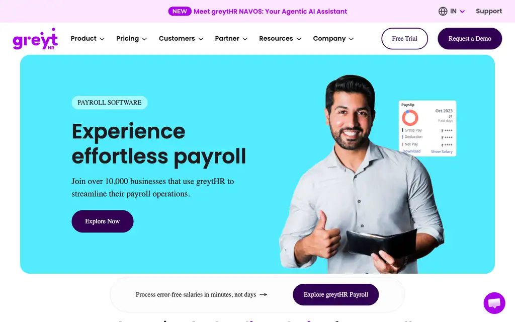 GreytHR Payroll website homepage screenshot