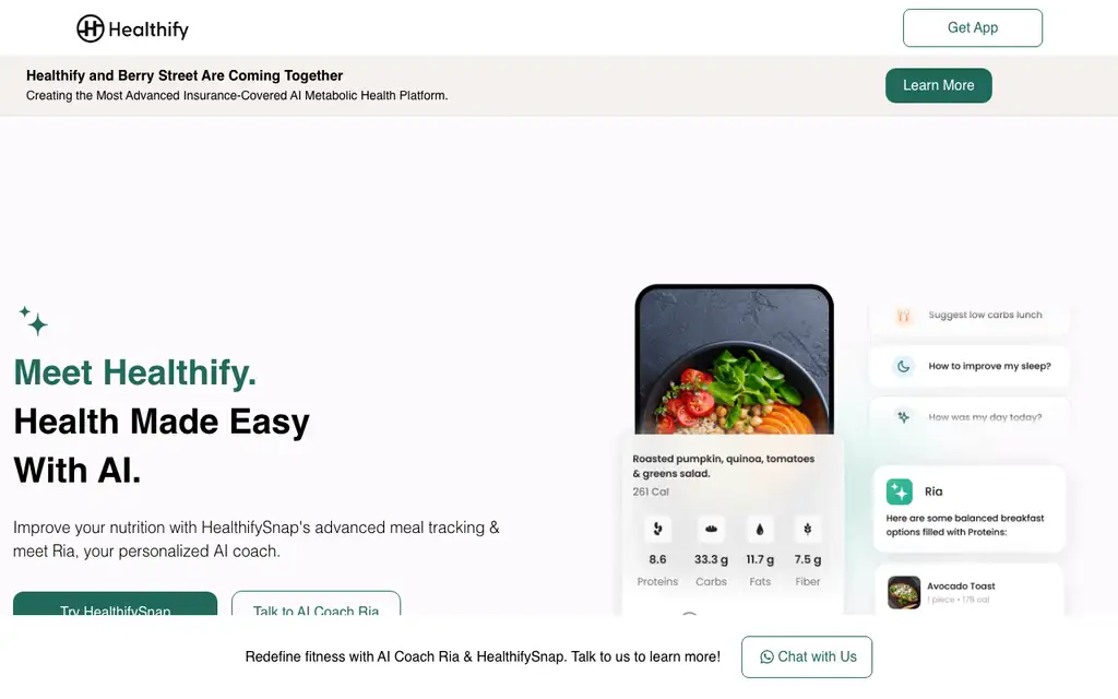 Healthifyme website homepage screenshot