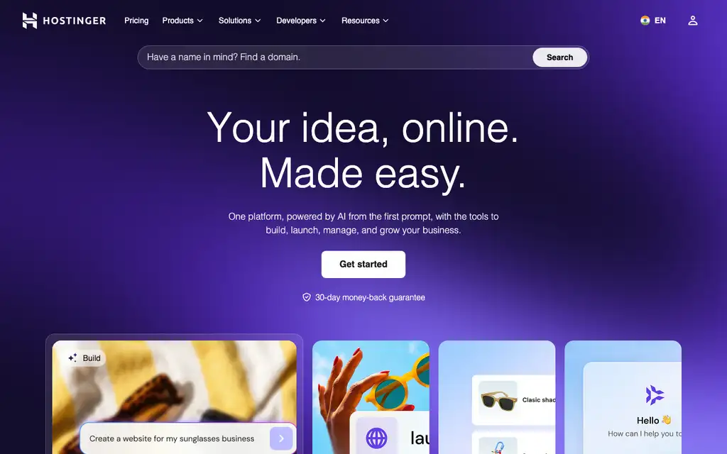 Hostinger website homepage screenshot
