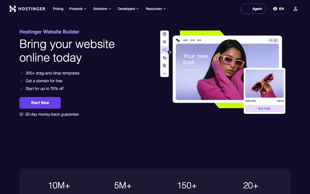 Hostinger Website Builder website homepage screenshot