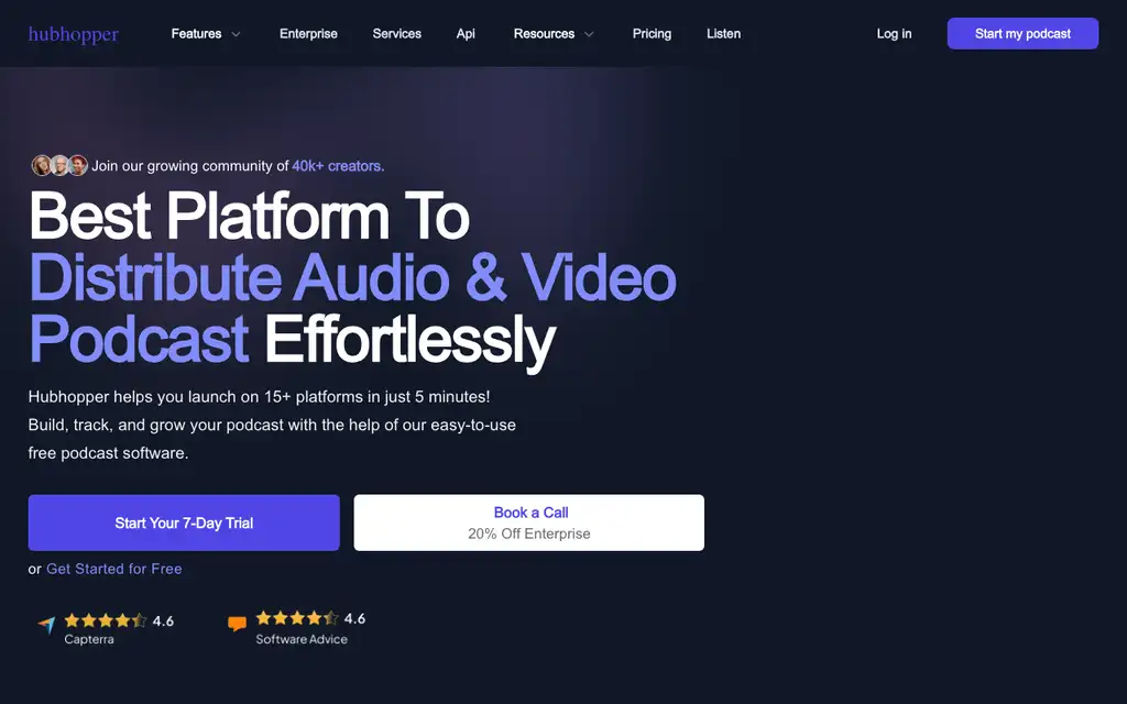 Hubhopper website homepage screenshot