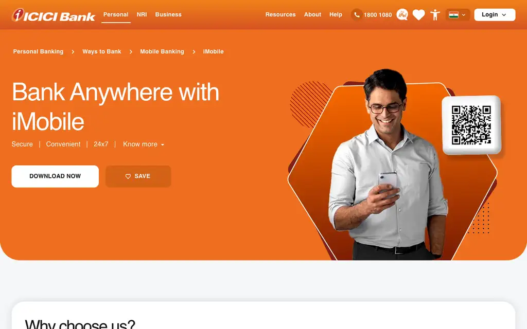 ICICI iMobile Pay website homepage screenshot