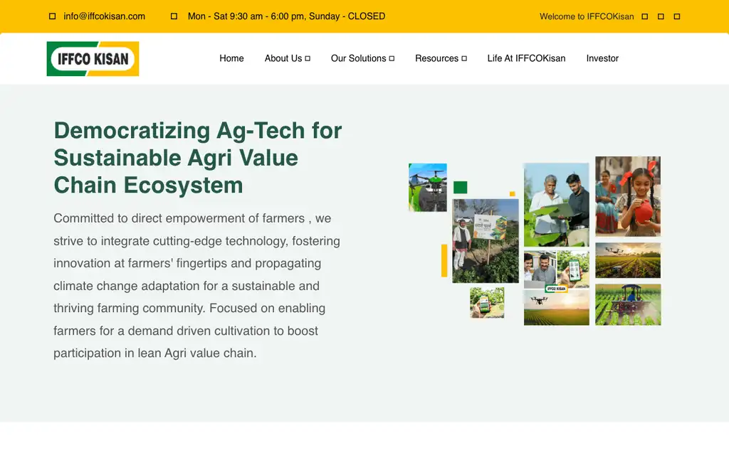 IFFCO Kisan website homepage screenshot