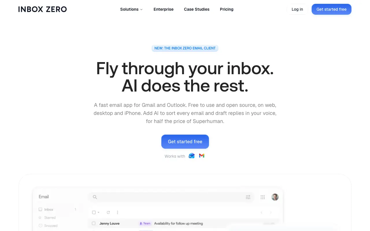 Inbox Zero homepage — official getinboxzero.com website screenshot