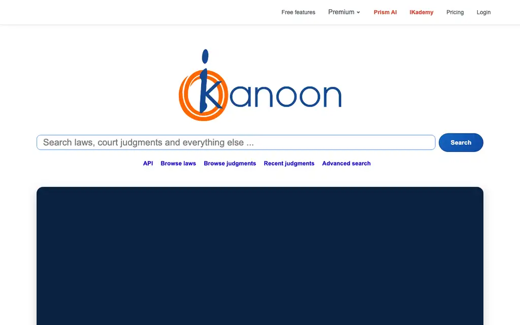 Indian Kanoon website homepage screenshot
